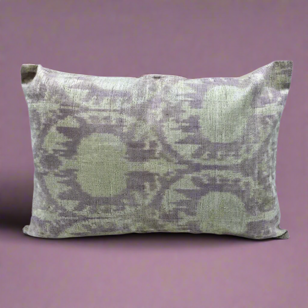 IKAT Pillow Cover Cotton Back 60X40 CM - Faded Plum Pomegranate - LUMINA ELIGMA HOME