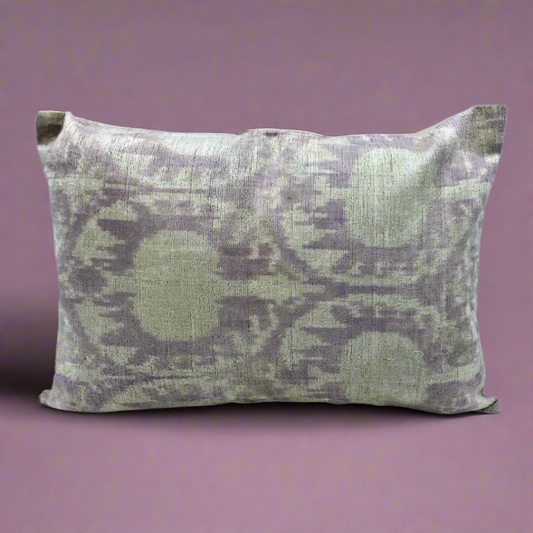 IKAT Pillow Cover Cotton Back 60X40 CM - Faded Plum Pomegranate - LUMINA ELIGMA HOME