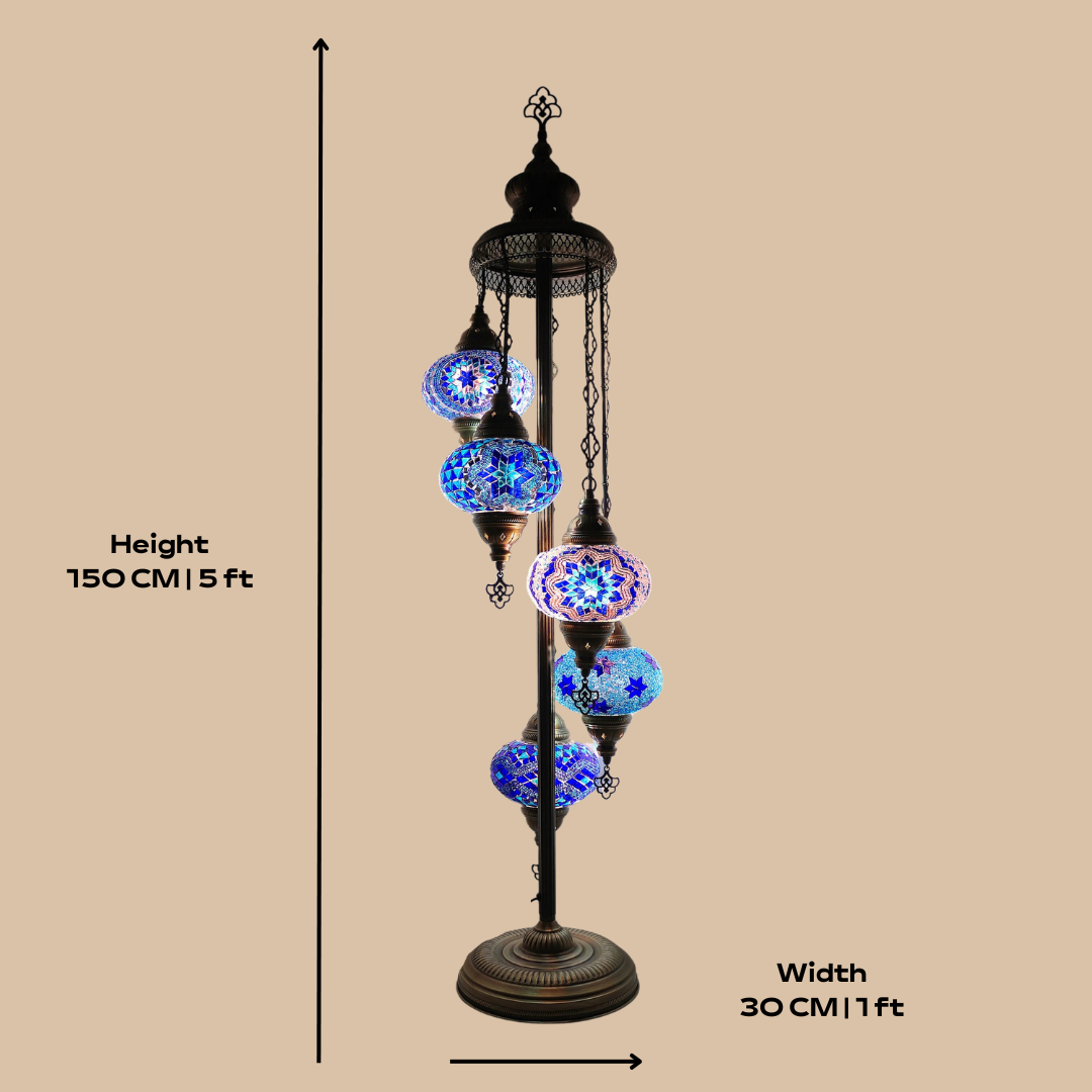 Floor Lamp 5 Globes - Medium Mosaics