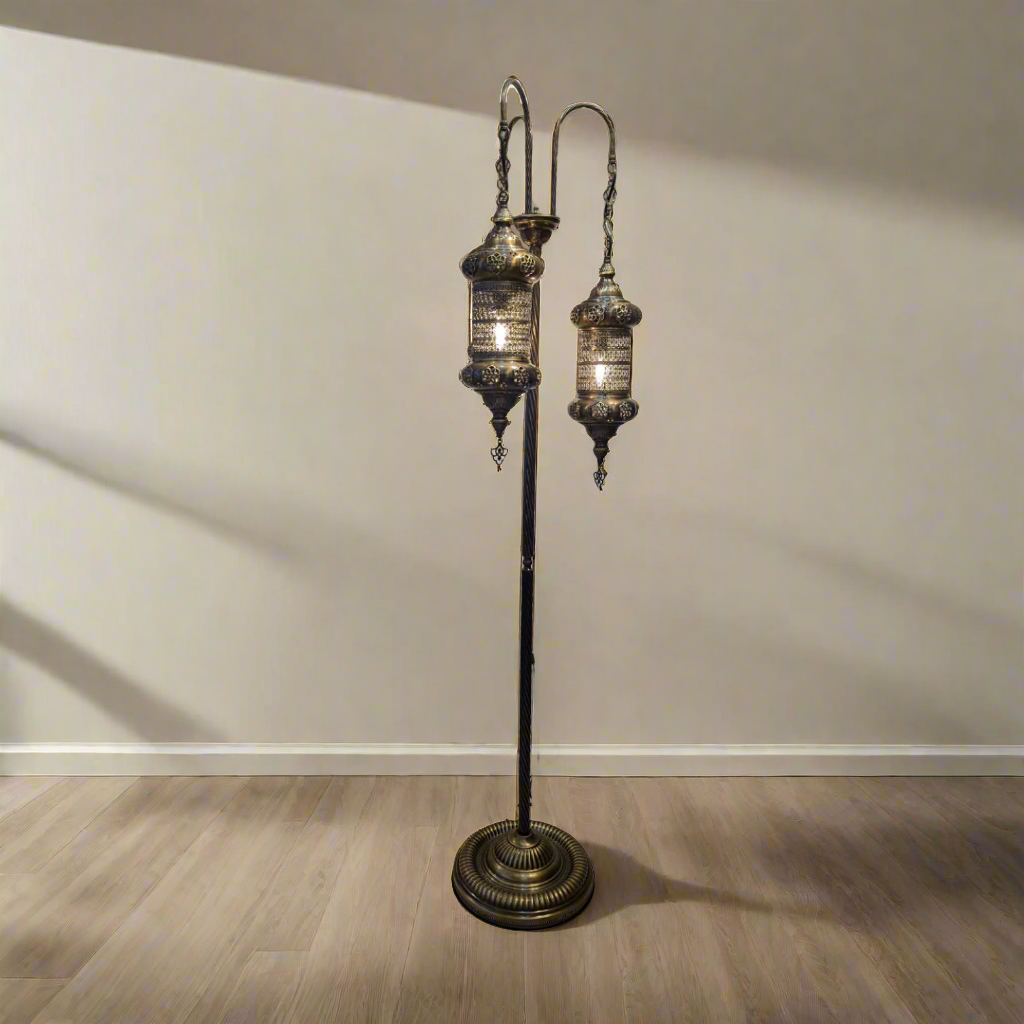 Metal Floor Lamp Fountain - 3 Candles Long Ottoman - LUMINA ELIGMA HOME