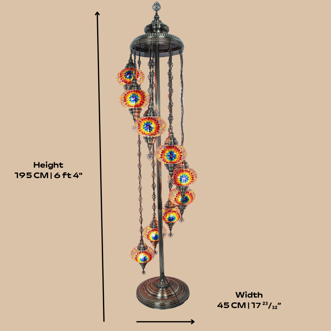 Floor Lamp 9 Globes - Medium Mosaics
