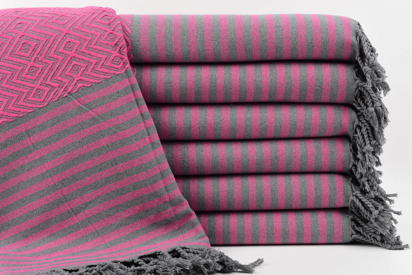 Diamond Gray Turkish Cotton Towel Handmade - 180 CM x 100 CM