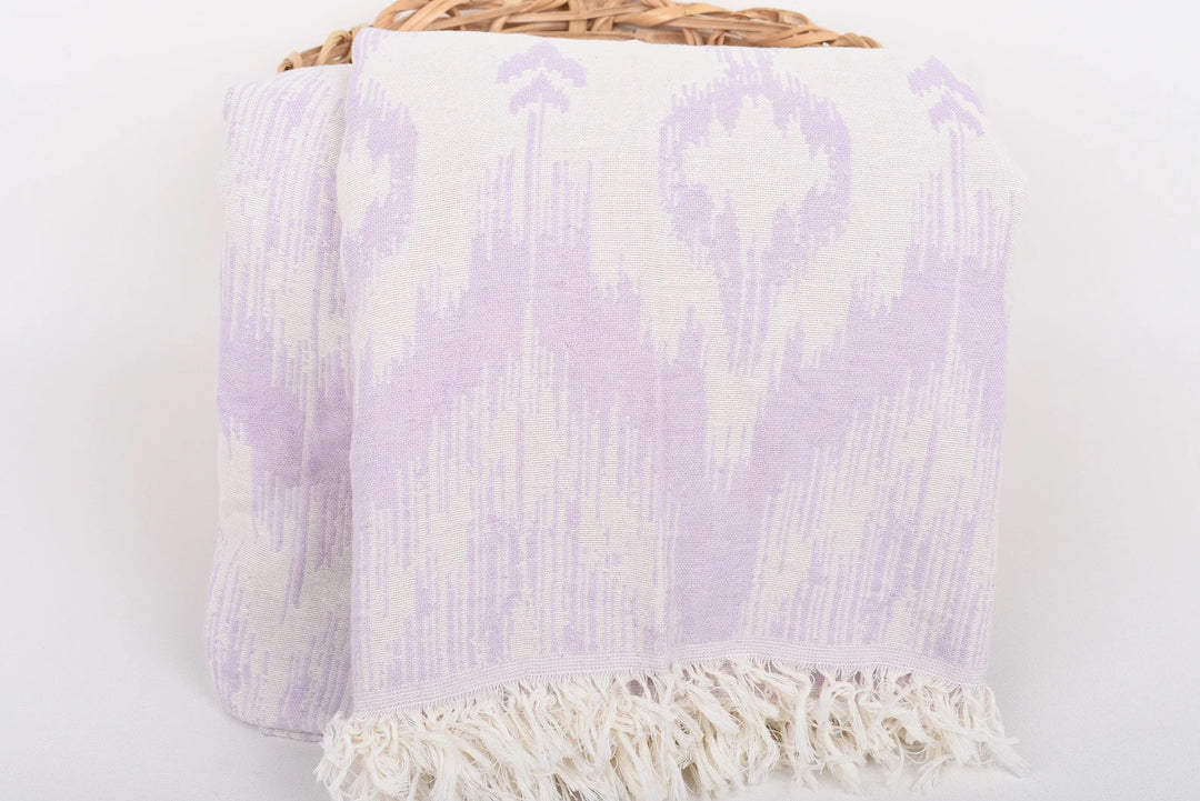 IKAT Blanket Organic Turkish Cotton Lilac- 89"x75"