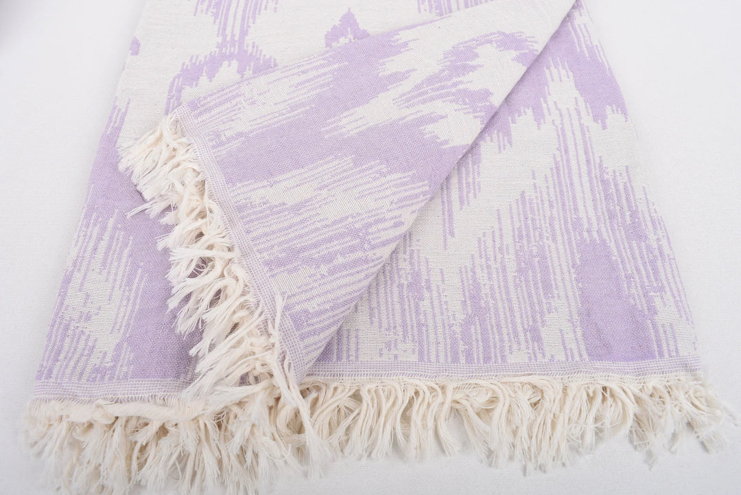 IKAT Blanket Organic Turkish Cotton Lilac- 89"x75"