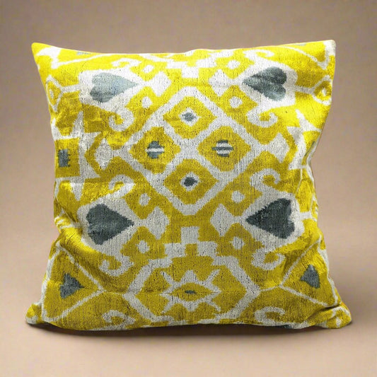 IKAT Cushion Cover Cotton Back 50x50CM - Yellow Gray