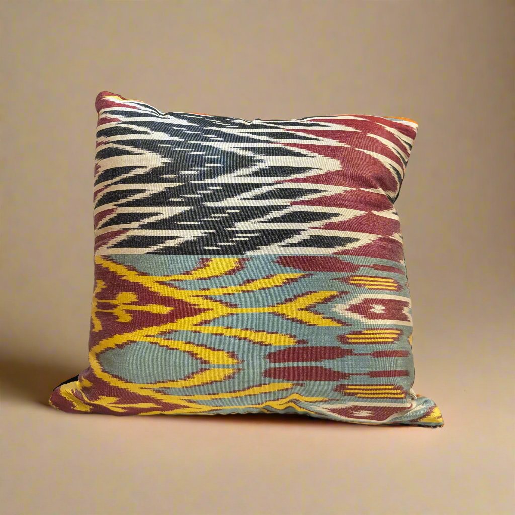 IKAT Silk Back Cushion Cover 40x40 CM - Colorful Stripes silk back