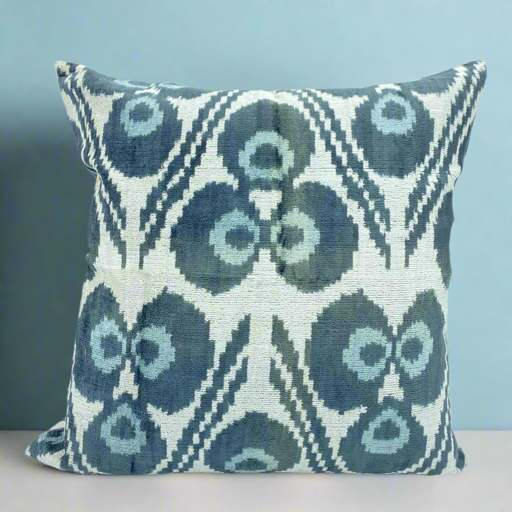 IKAT Silk Back Cushion Cover 50x50CM - Triple Nazar Black