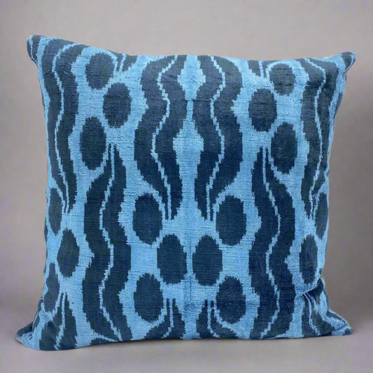 IKAT Silk Back Cushion Cover 50x50CM ASHEN SEAWEED