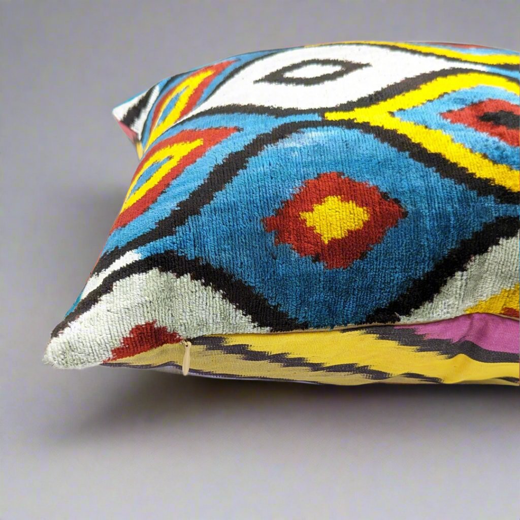 IKAT Silk Back Cushion Cover 50x50CM Colorful Seeds Silk Back Lines