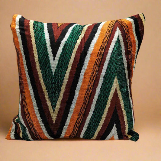 IKAT Silk Back Cushion Cover 50x50CM Colorful Stripes