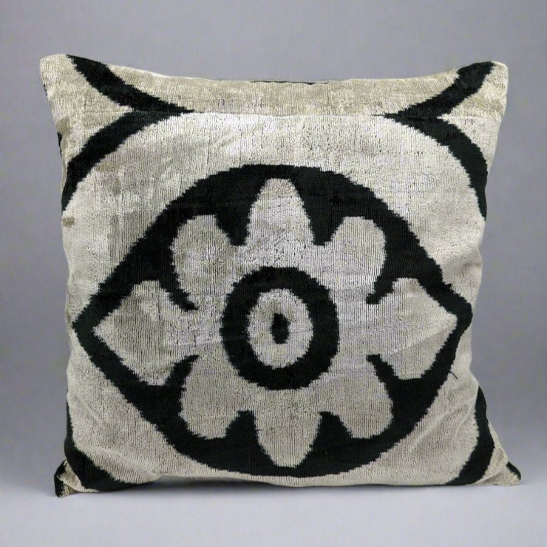 IKAT Silk Back Cushion Cover 50x50CM Flower Carnation