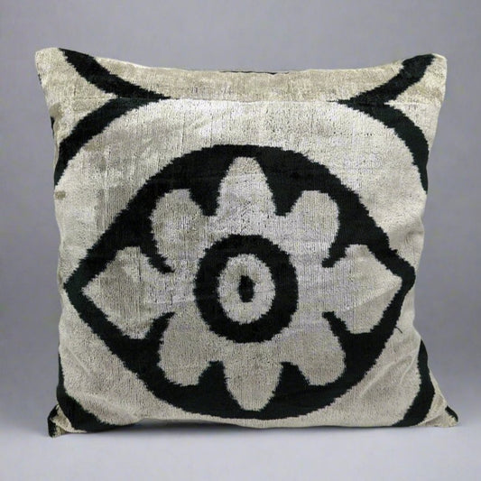 IKAT Silk Back Cushion Cover 50x50CM Flower Carnation