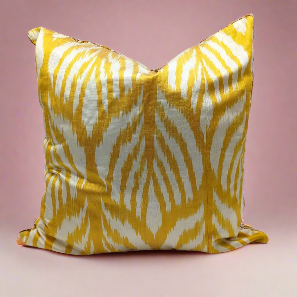 IKAT Silk Back Cushion Cover 50x50CM Honey beige silk