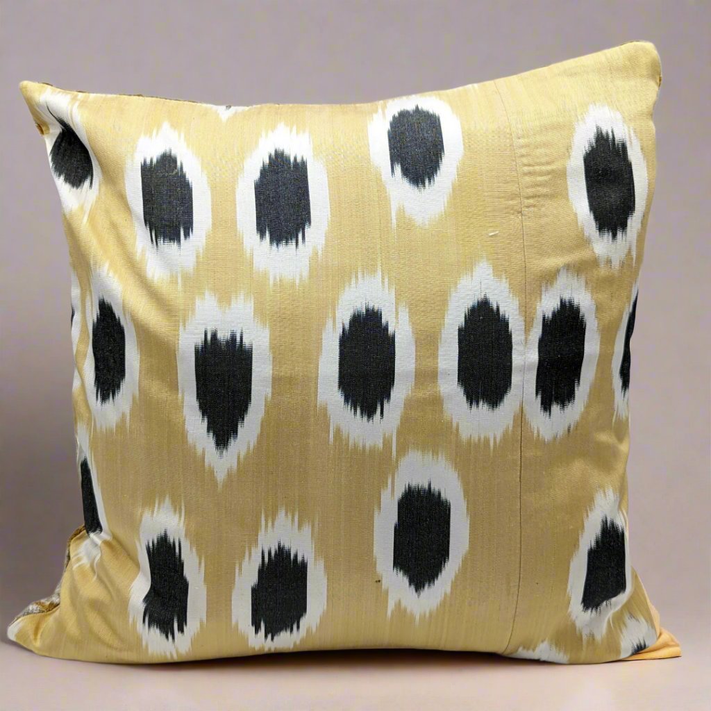 IKAT Silk Back Cushion Cover 50x50CM beige silk black