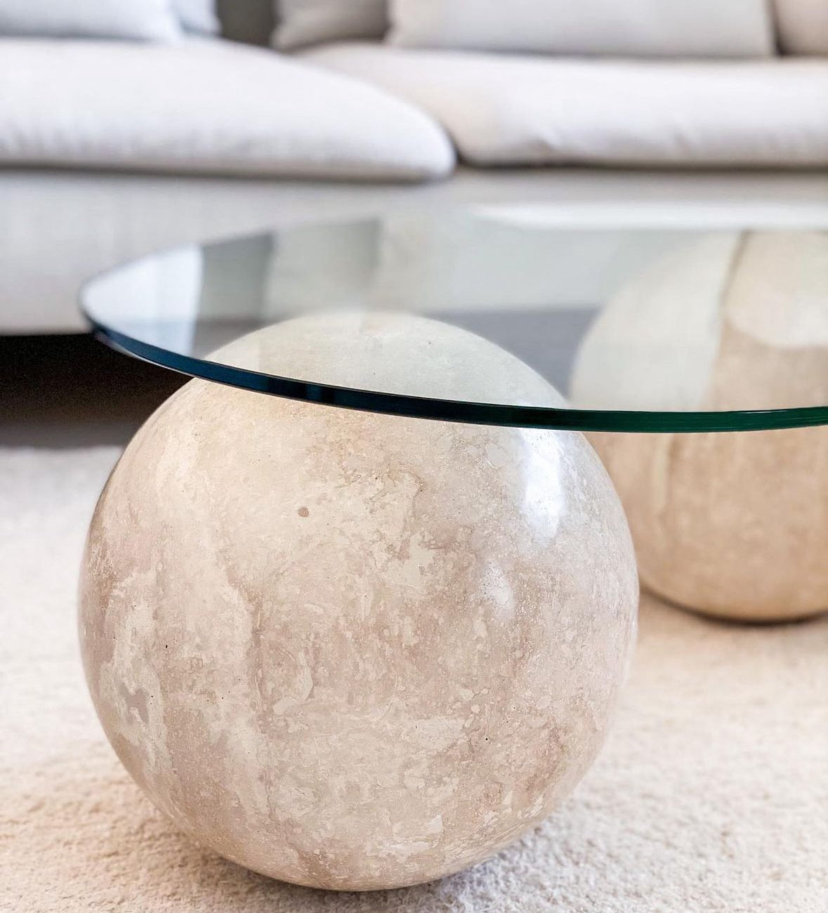 Galaxy - Travertine Globes Coffee Table - LUMINA ELIGMA HOME