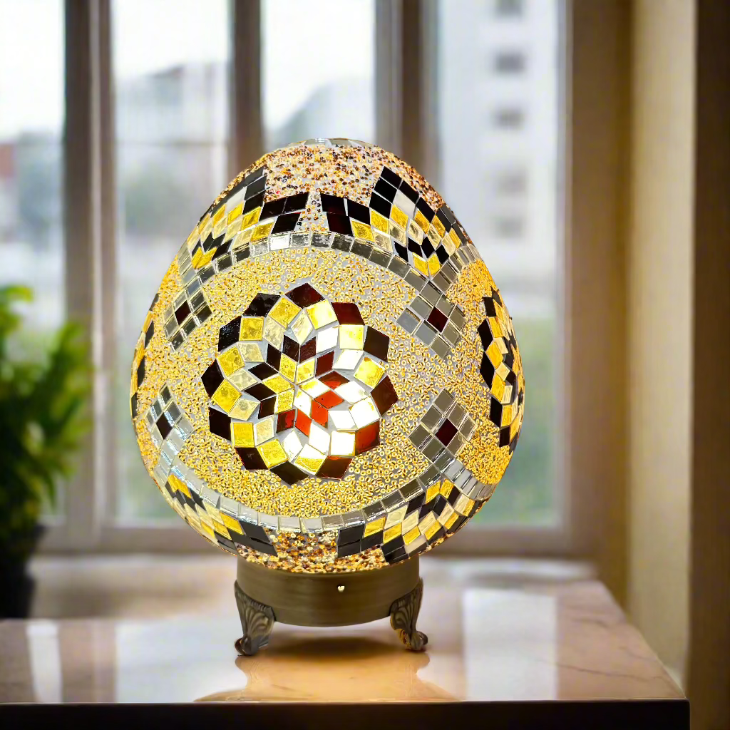 Mosaic Egg Shaped Table Lamp - 25 CM - LUMINA ELIGMA HOME