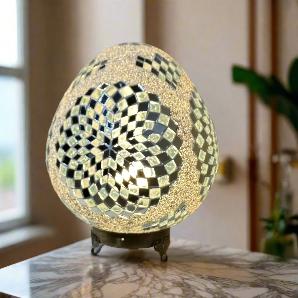 Mosaic Egg Shaped Table Lamp - 30 CM - LUMINA ELIGMA HOME
