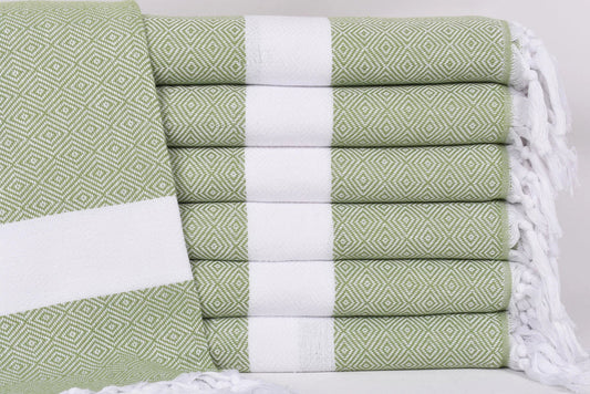Green White Diamonds Bath Towel - 70" X 40" - LUMINA ELIGMA HOME