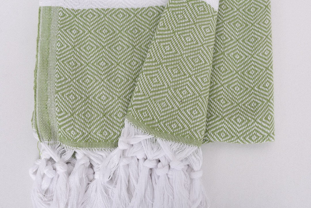 Green White Diamonds Bath Towel - 70" X 40" - LUMINA ELIGMA HOME