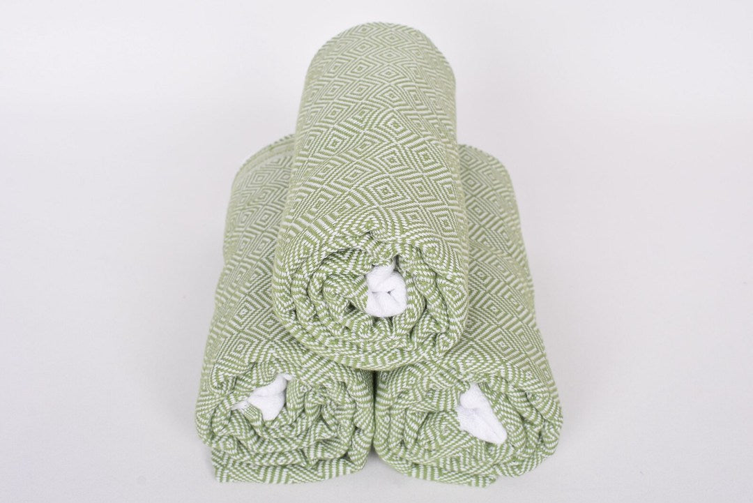 Green White Diamonds Bath Towel - 70" X 40" - LUMINA ELIGMA HOME