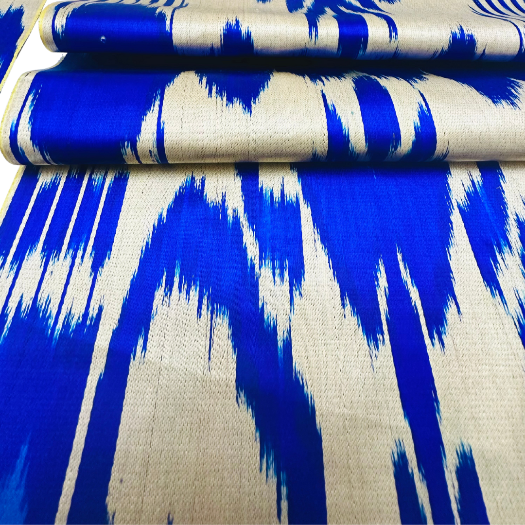 Silk Table Runner & Placemates - Blue Cream IKAT - LUMINA ELIGMA HOME