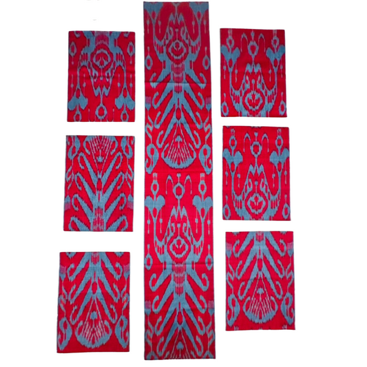 Silk Table Runner Rectangle & Placemates - Cherry Blue - LUMINA ELIGMA HOME