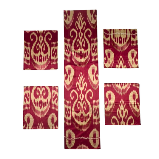 Silk Table Runner Rectangle & 4 Placemates - Magenta Cream - LUMINA ELIGMA HOME