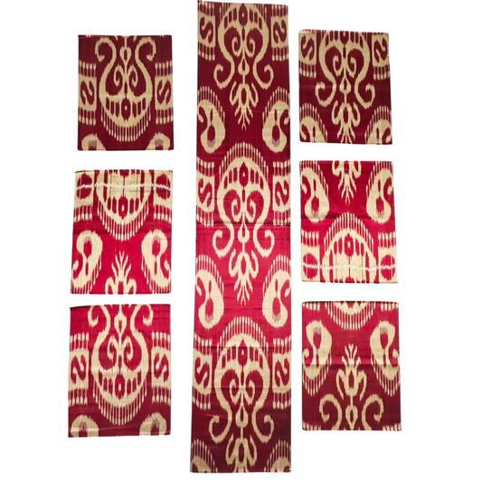 Silk Table Runner Triangle & Placemates - Magenta Cream - LUMINA ELIGMA HOME