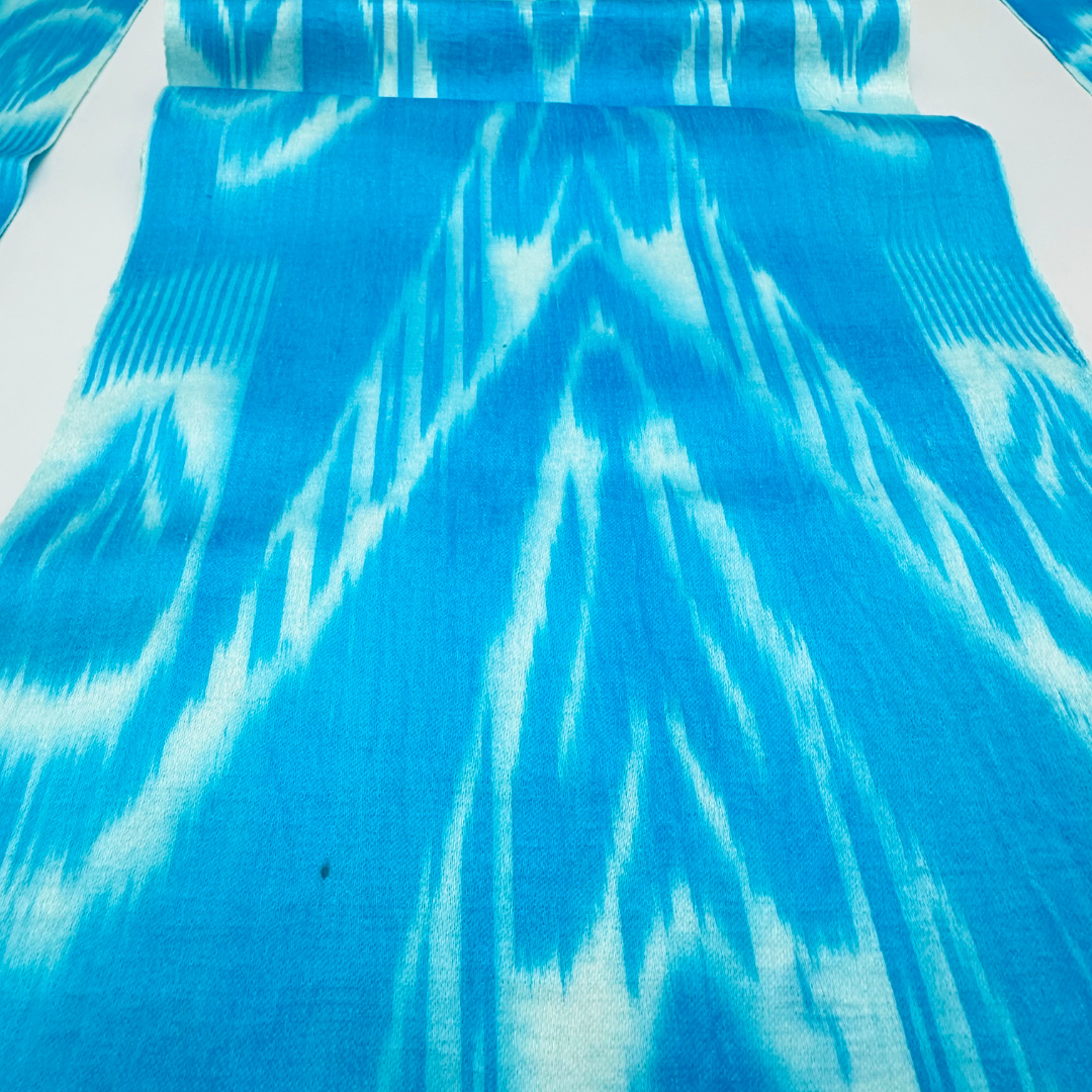 Silk Table Runner Rectangle & Placemates - Blue Turquoise IKAT - LUMINA ELIGMA HOME