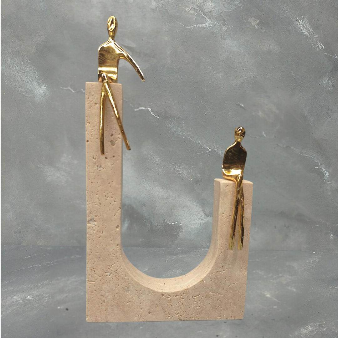 L Shaped Travertine Decor - LUMINA ELIGMA HOME