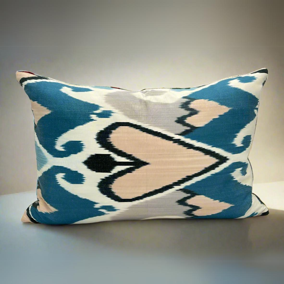 IKAT Silk Back Pillow Cover 60x40 CM - Center Flower - LUMINA ELIGMA HOME