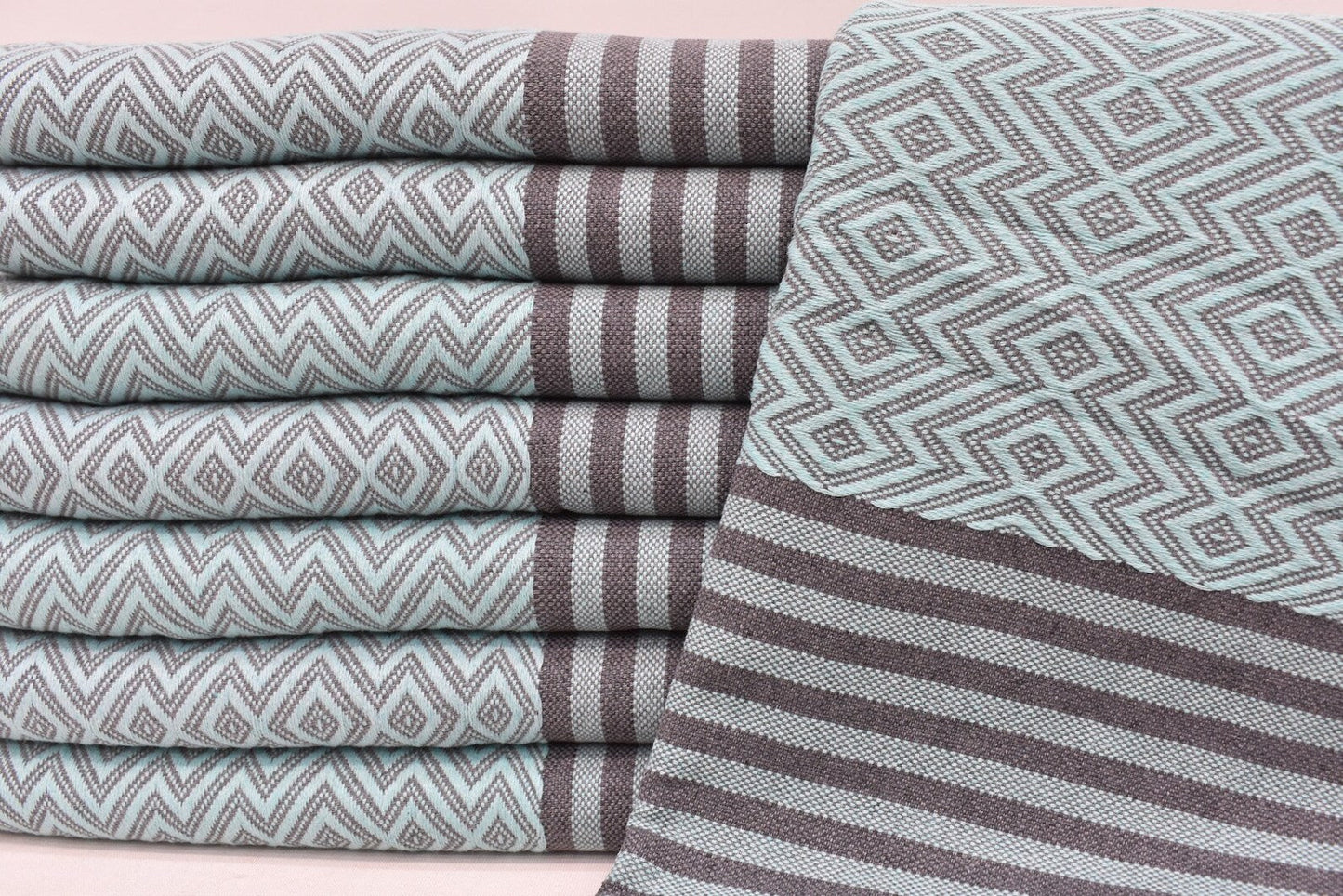 Diamond Gray Turkish Cotton Towel Handmade - 180 CM x 100 CM