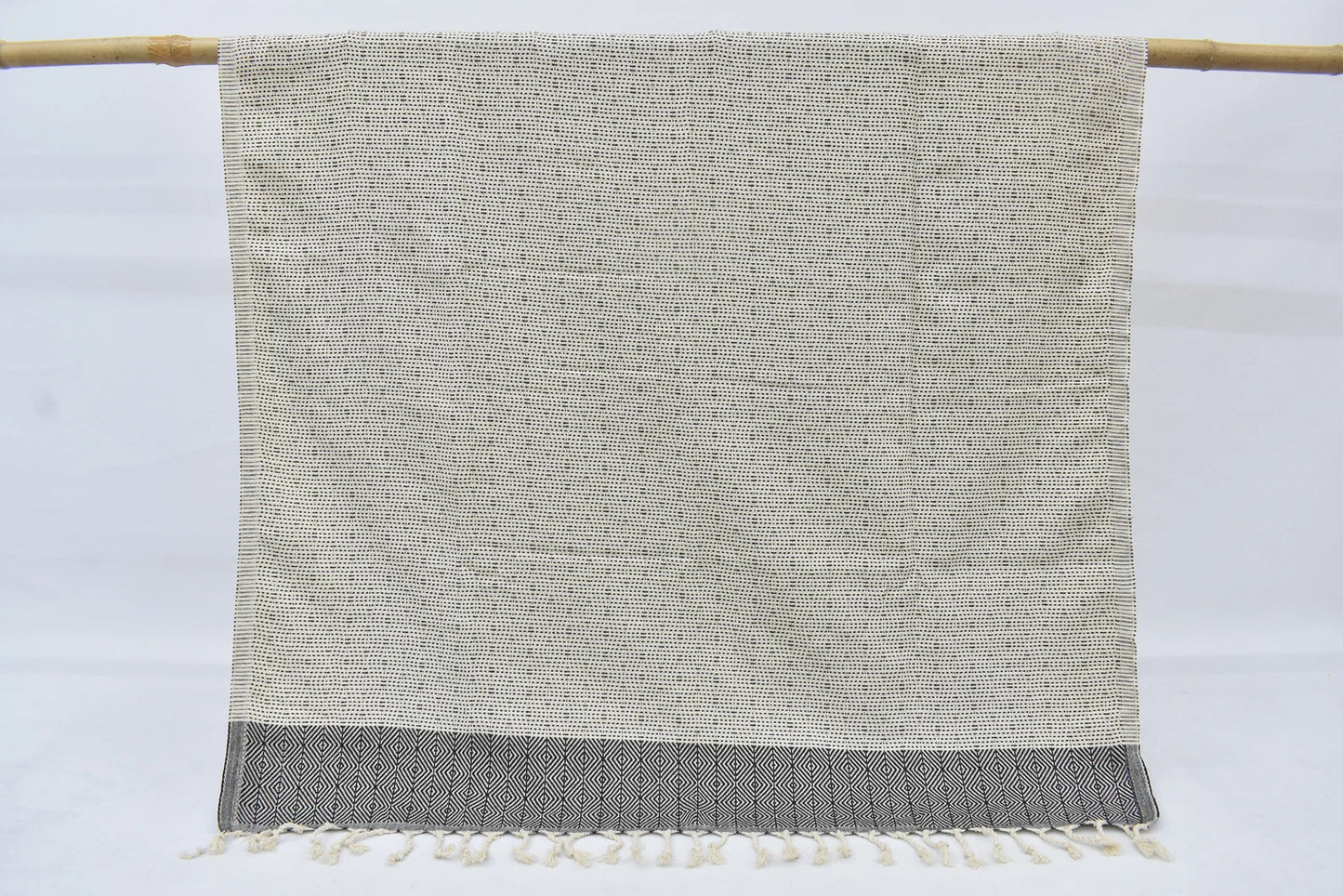 Black Diamonds Lines Handmade Towel Organic Turkish Cotton - 70" X 40"