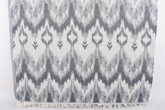 IKAT Blanket Organic Turkish Cotton Navy- 89"x75"