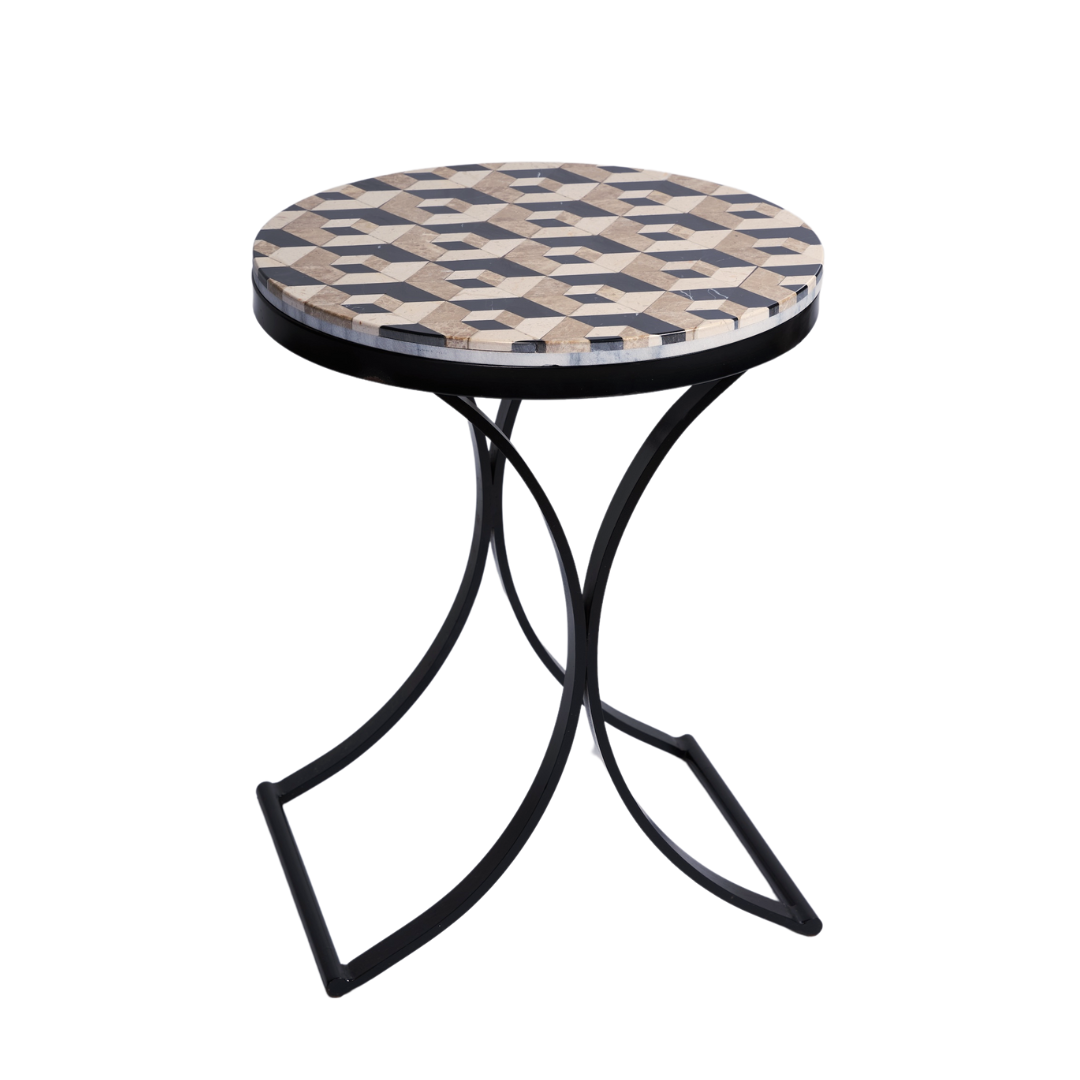 Raised - Mosaic Onyx Marble Side Table - LUMINA ELIGMA HOME