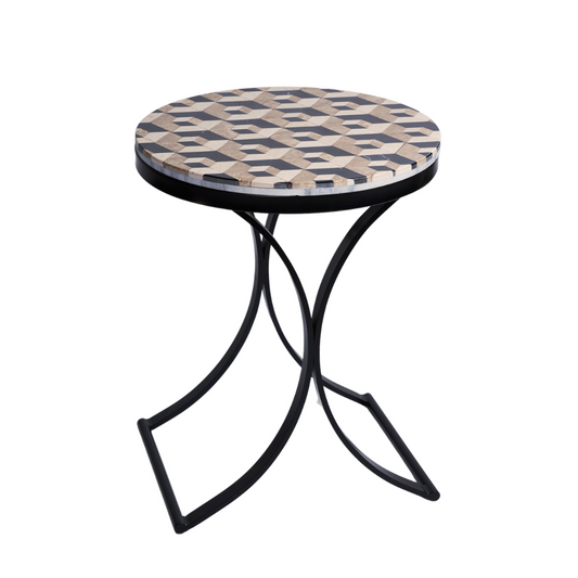Raised - Mosaic Onyx Marble Side Table - LUMINA ELIGMA HOME