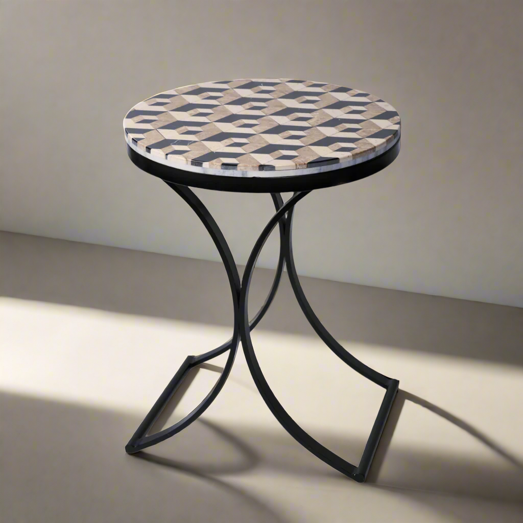 Raised - Mosaic Onyx Marble Side Table - LUMINA ELIGMA HOME