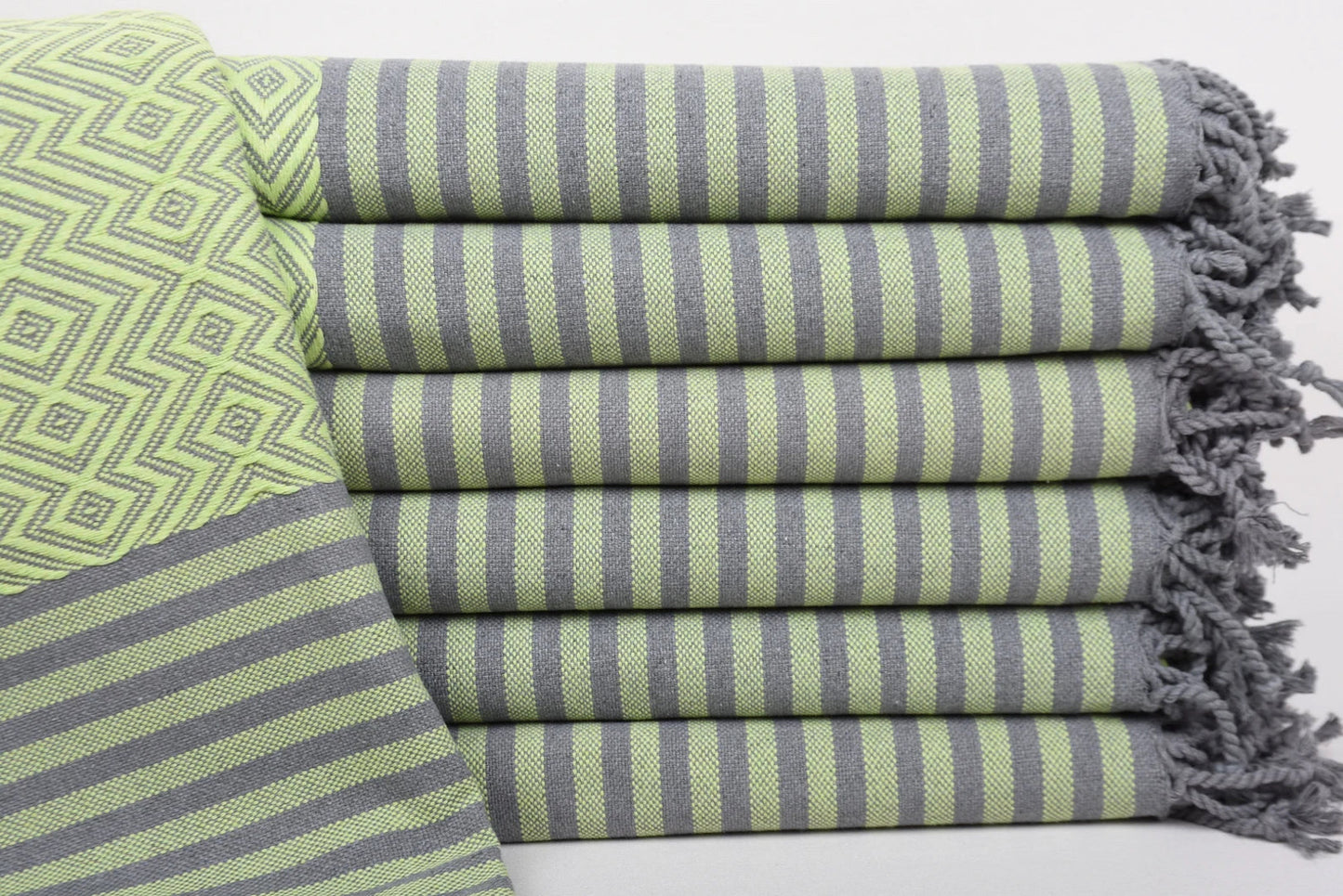 Diamond Gray Turkish Cotton Towel Handmade - 180 CM x 100 CM