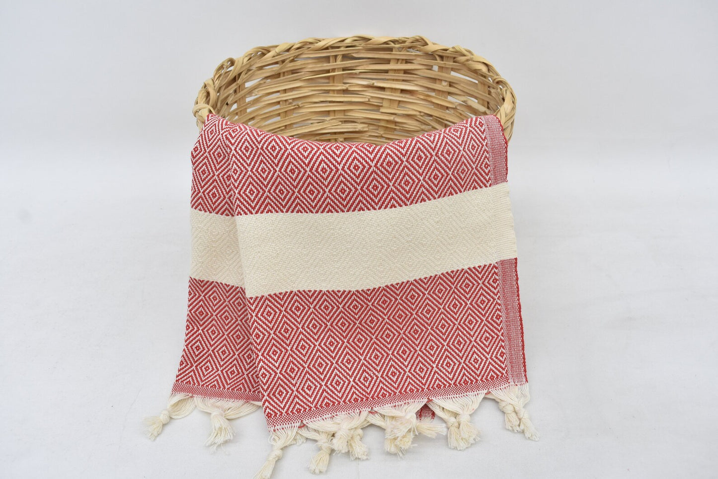 Red Diamond Bath & Hand Towel Organic Turkish Cotton - 70" X 40" - 36" X 20"