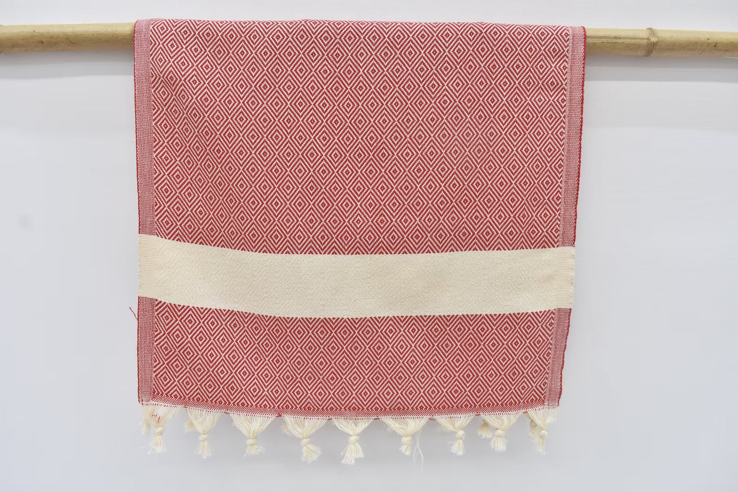 Red Diamond Bath & Hand Towel Organic Turkish Cotton - 70" X 40" - 36" X 20"