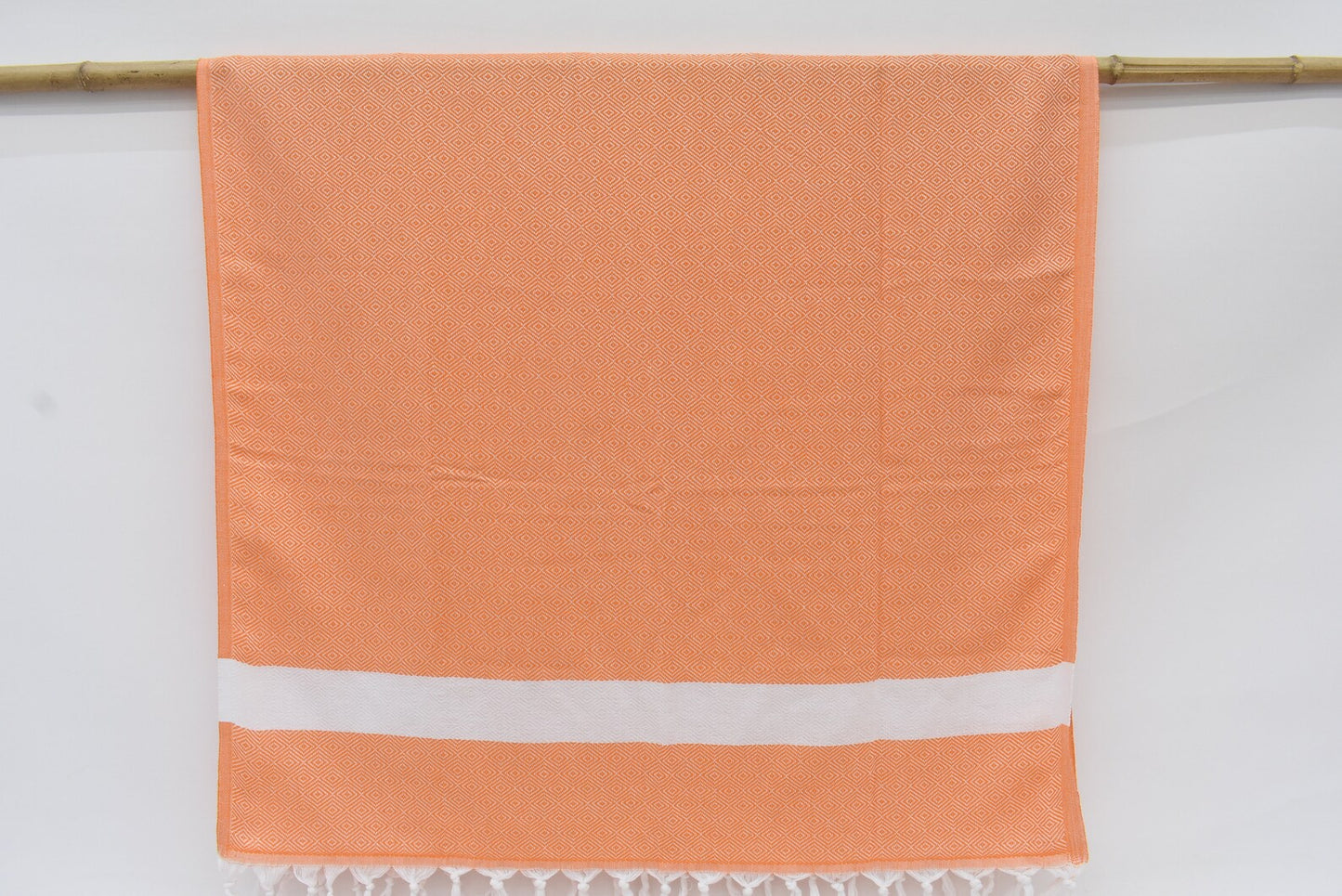 Salmon Orange White Diamonds Bath Towel - 70" X 40" - LUMINA ELIGMA HOME