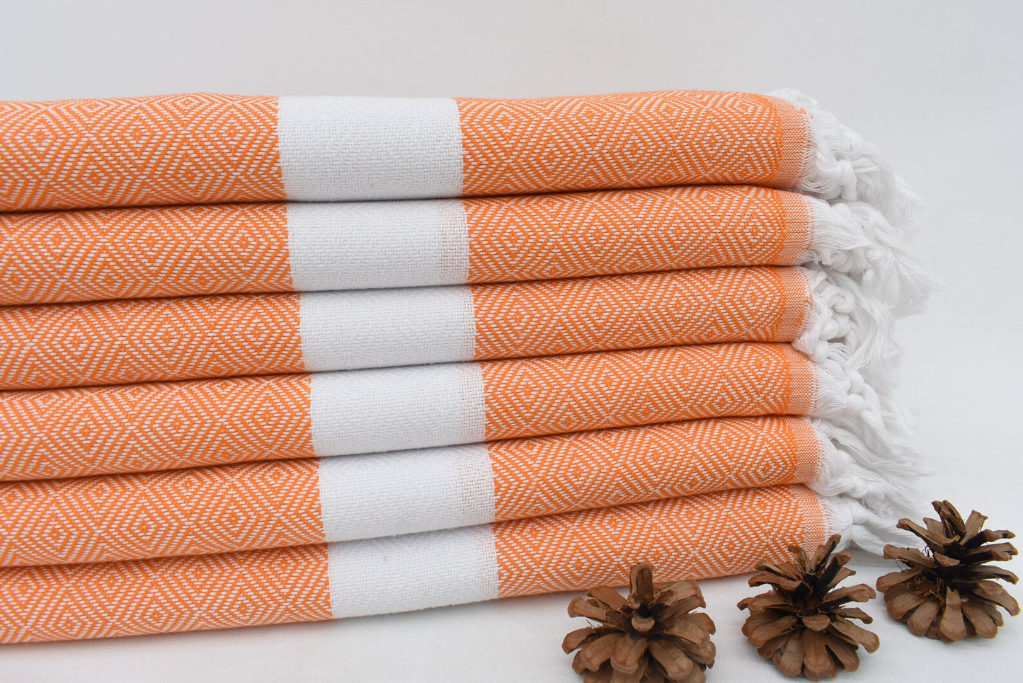 Salmon Orange White Diamonds Bath Towel - 70" X 40" - LUMINA ELIGMA HOME