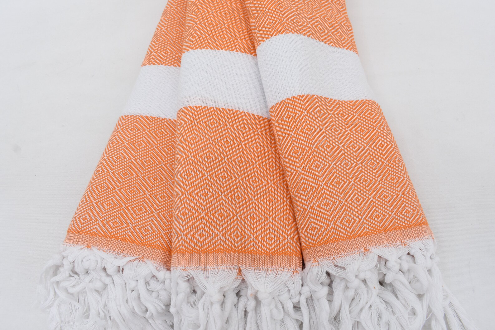 Salmon Orange White Diamonds Bath Towel - 70" X 40" - LUMINA ELIGMA HOME