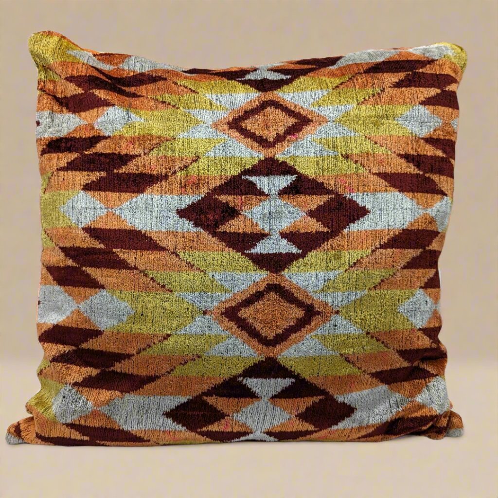 Tribal Orange IKAT CUSHION COVER