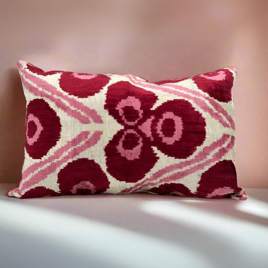 IKAT Silk Back Pillow Cover 60x40 CM - Trio Pink - LUMINA ELIGMA HOME