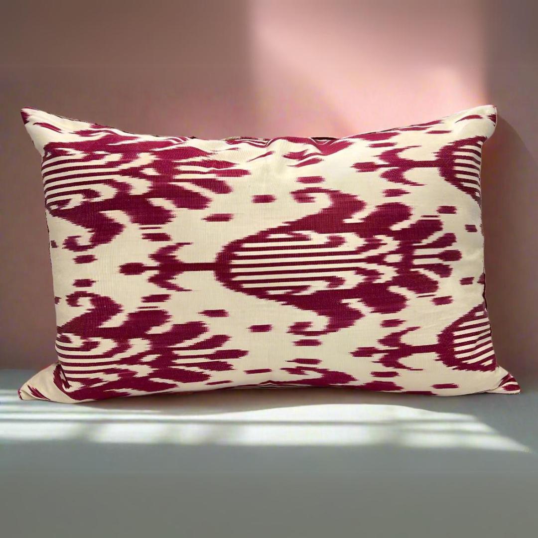 IKAT Silk Back Pillow Cover 60x40 CM - Trio Pink - LUMINA ELIGMA HOME