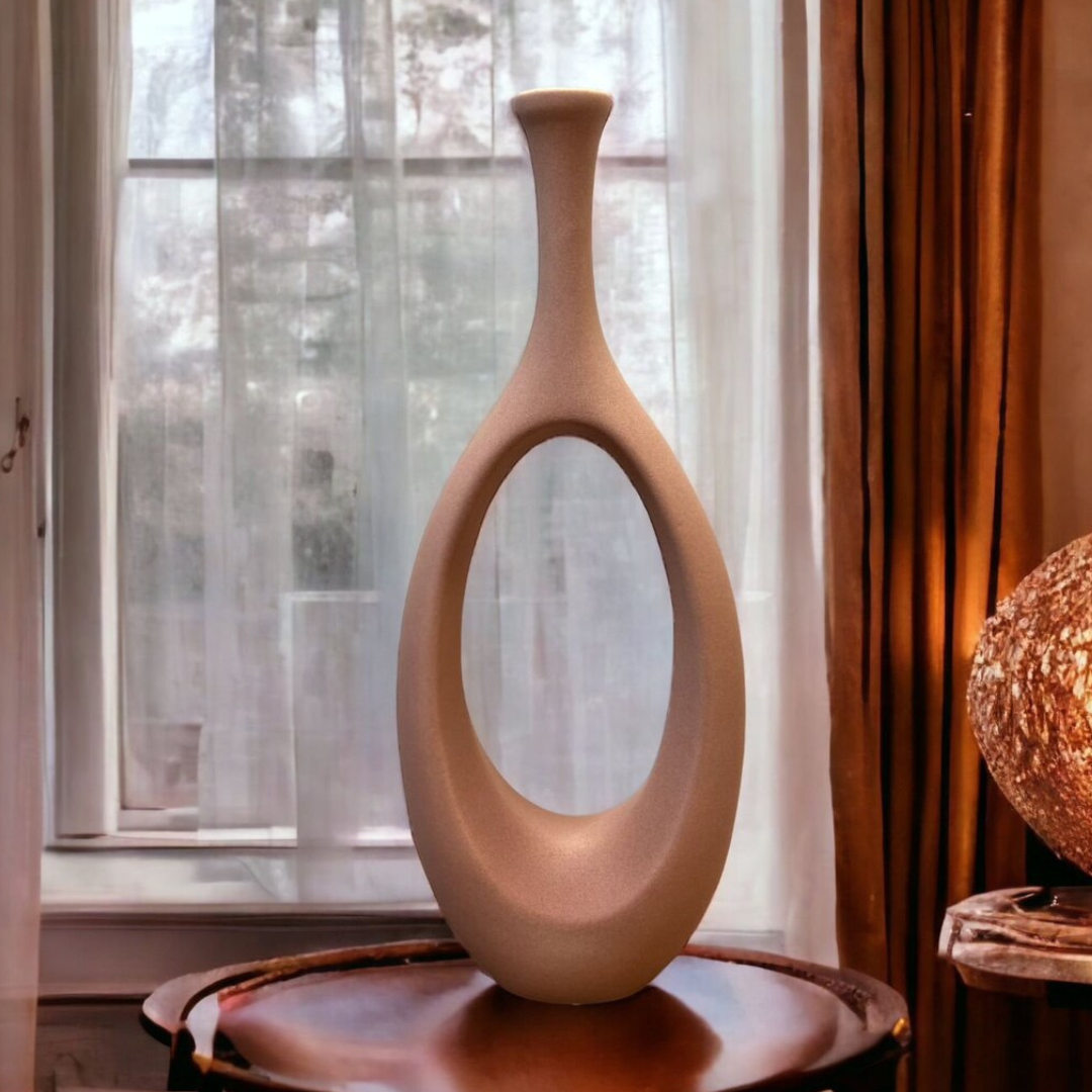 Troy Big Hollowed Vase - Textured Ceramic - LUMINA ELIGMA HOME