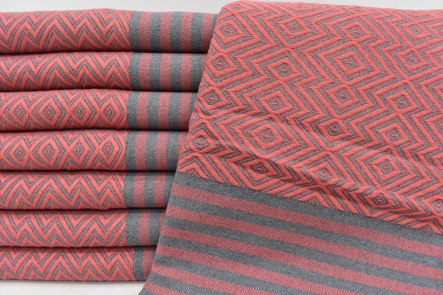 Diamond Gray Turkish Cotton Towel Handmade - 180 CM x 100 CM