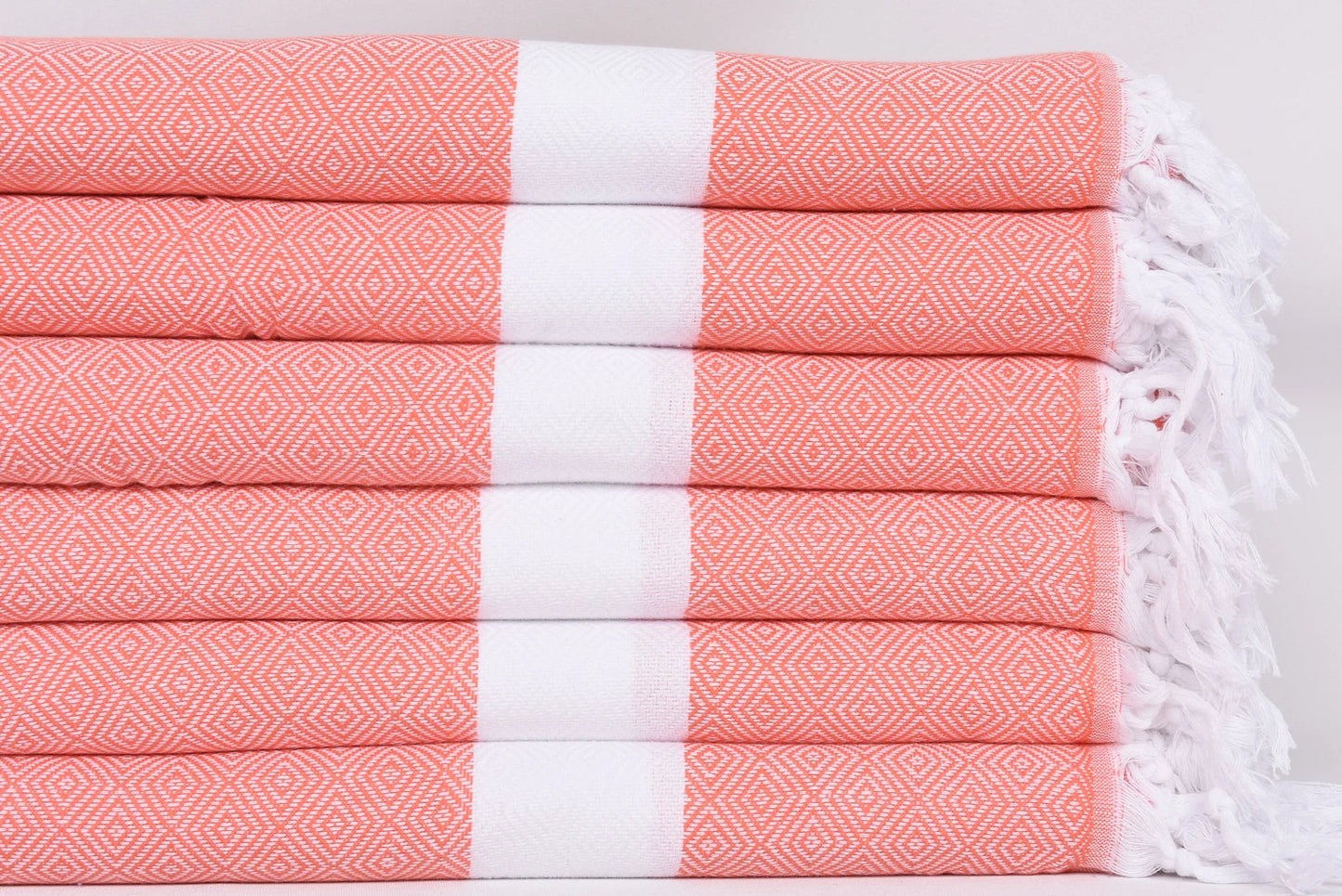 Vermilion Red White Diamonds Bath Towel Organic Turkish Towel - 70" X 40" - LUMINA ELIGMA HOME