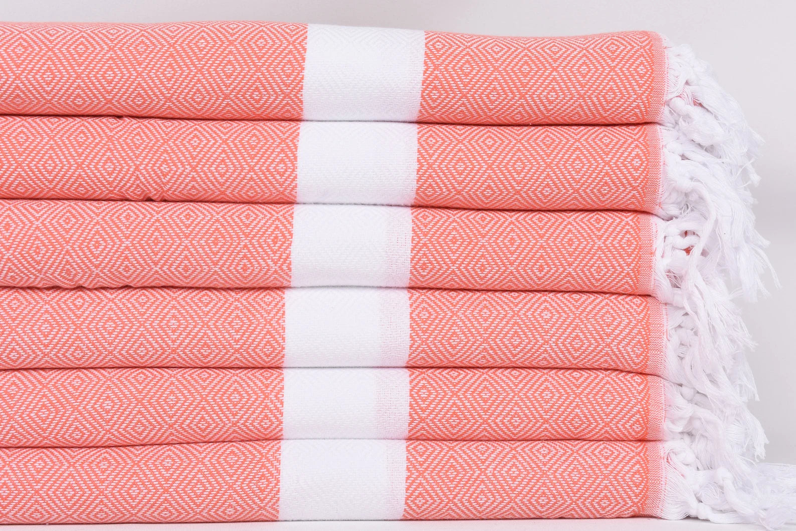 Vermilion Red White Diamonds Bath Towel Organic Turkish Towel - 70" X 40" - LUMINA ELIGMA HOME